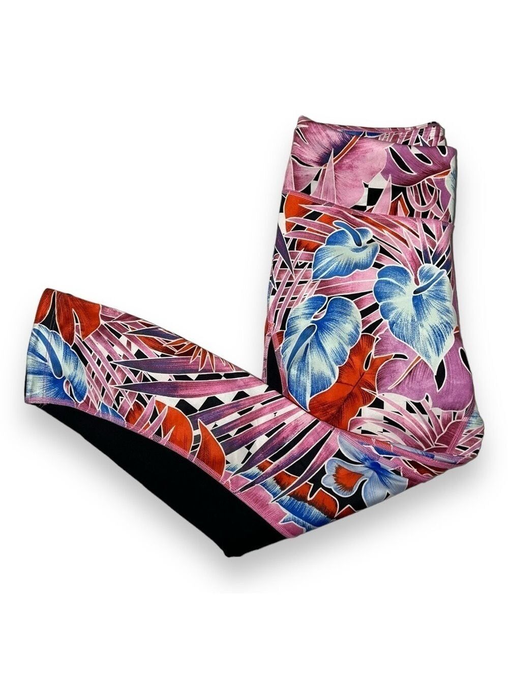 Nike Women’s Hyper Femme All in One 7/8 Leggings Pink Tropical Print Size Large